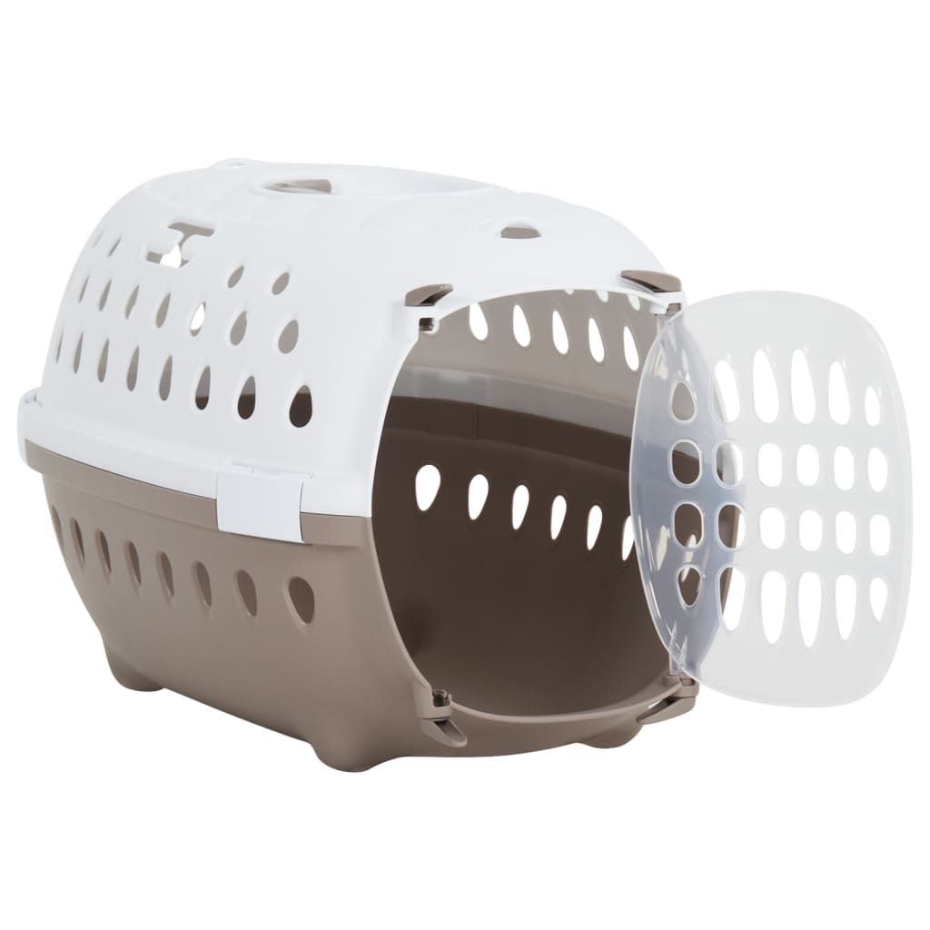 Trasportino Animali Domestici Bianco E Marrone 50X34,5X32 Cm Pp