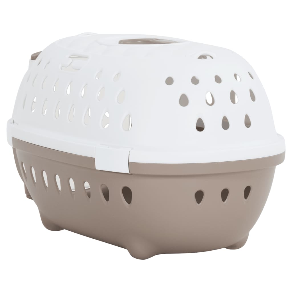 Trasportino Animali Domestici Bianco E Marrone 50X34,5X32 Cm Pp