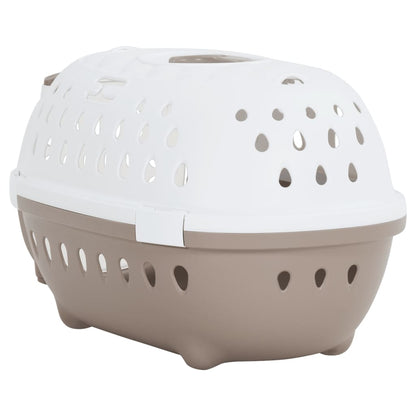 Trasportino Animali Domestici Bianco E Marrone 50X34,5X32 Cm Pp