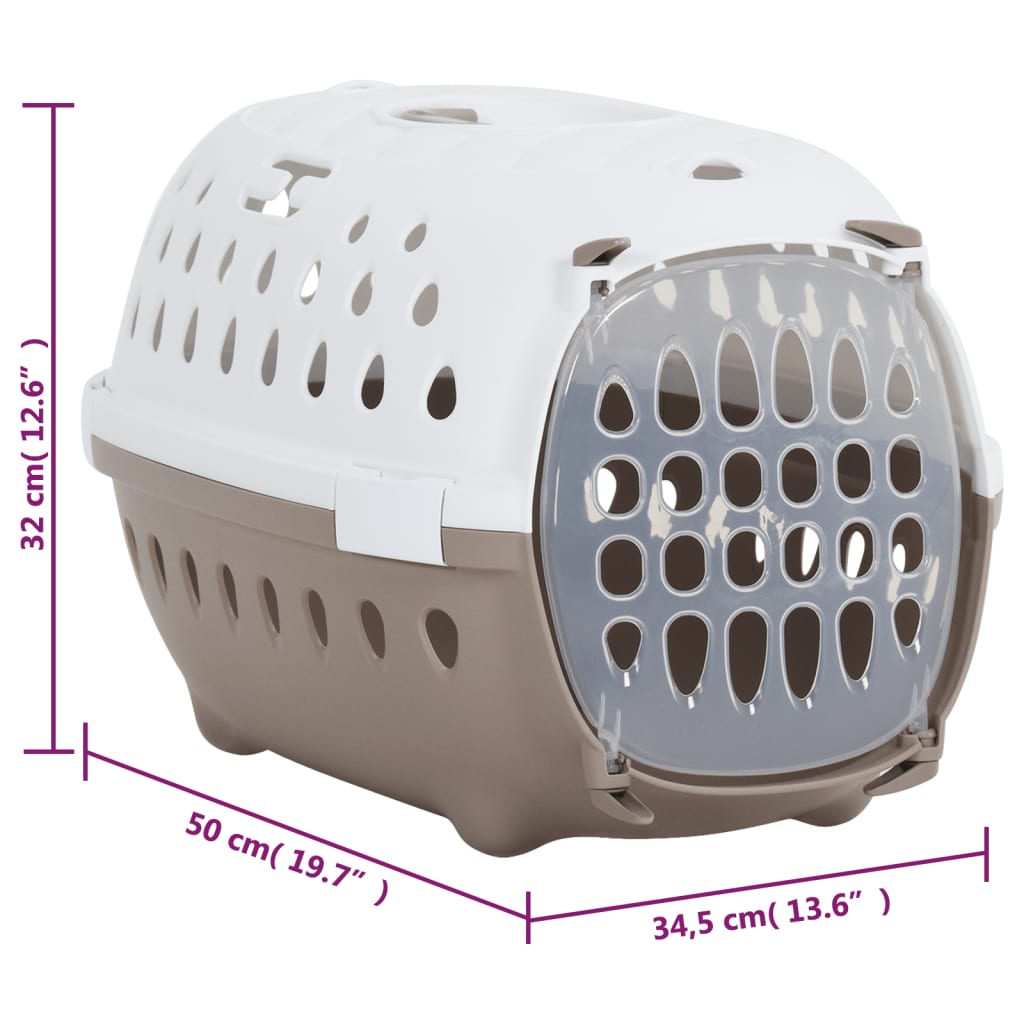 Trasportino Animali Domestici Bianco E Marrone 50X34,5X32 Cm Pp