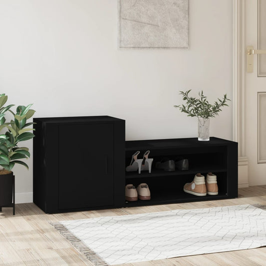 Scarpiera Nera 130X35X54 Cm In Legno Multistrato