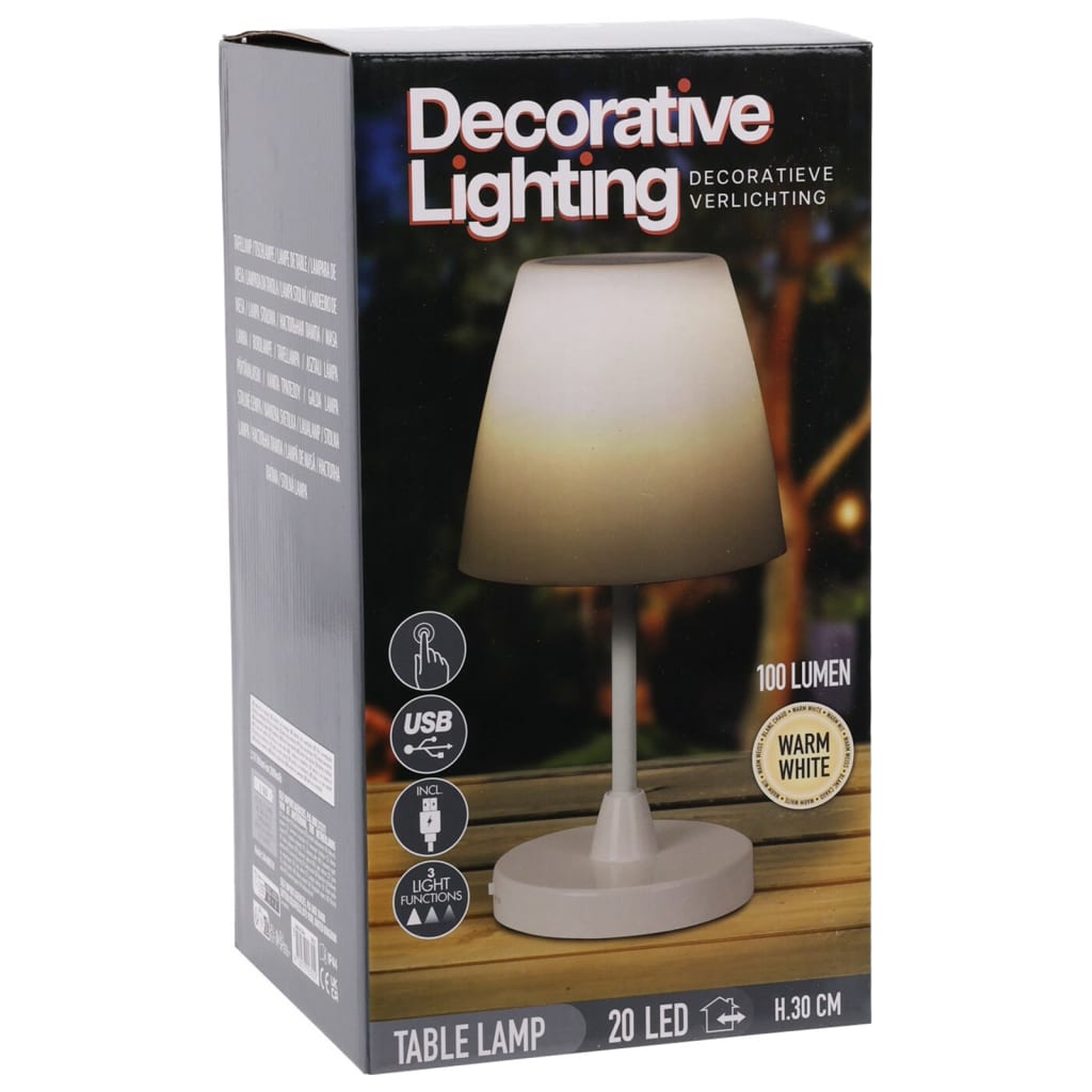 H&S Collection Lampada Da Tavolo A Led Ricaricabile Bianca 13X30 Cm