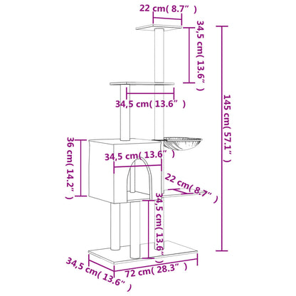 Albero Per Gatti Con Tiragraffi In Sisal 145 Cm