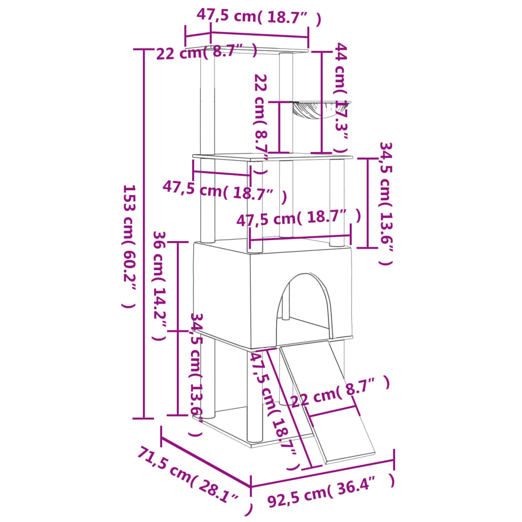 Albero Per Gatti Con Tiragraffi In Sisal 153 Cm