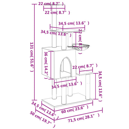 Albero Per Gatti Con Tiragraffi In Sisal 131 Cm