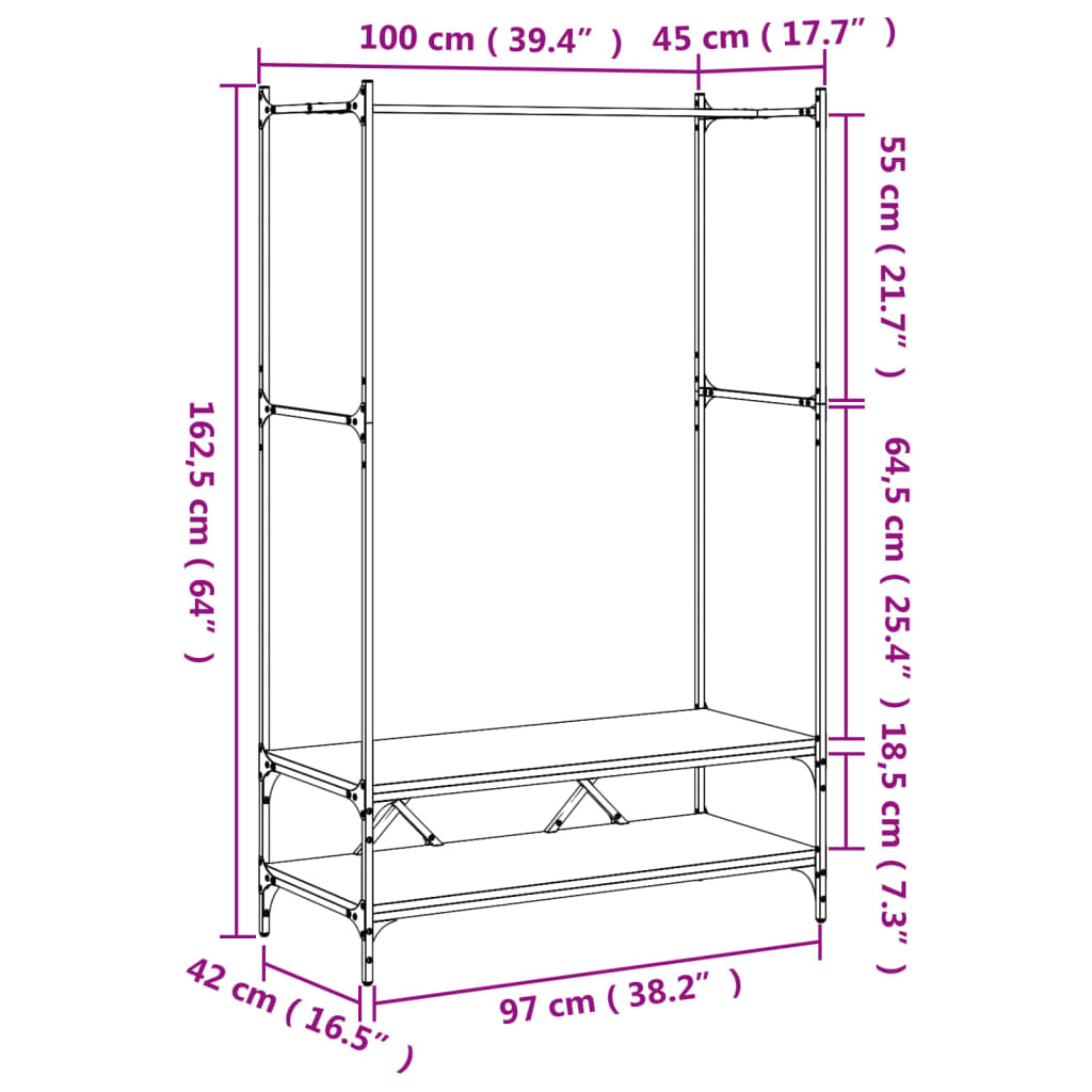 Appendiabiti Con Scaffali In Legno Multistrato