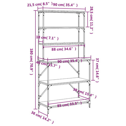 Scaffale Cucina 6Ripiani 90X40X180Cm Multistrato