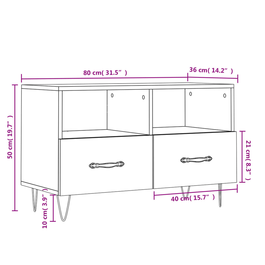 Mobile Porta Tv 80X36X50 Cm In Legno Multistrato