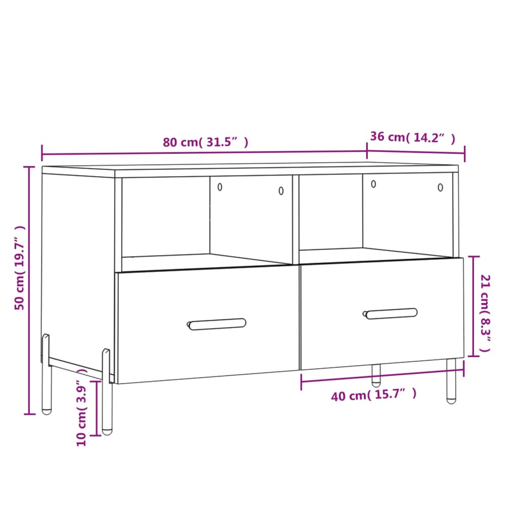 Mobile Porta Tv 80X36X50 Cm In Legno Multistrato