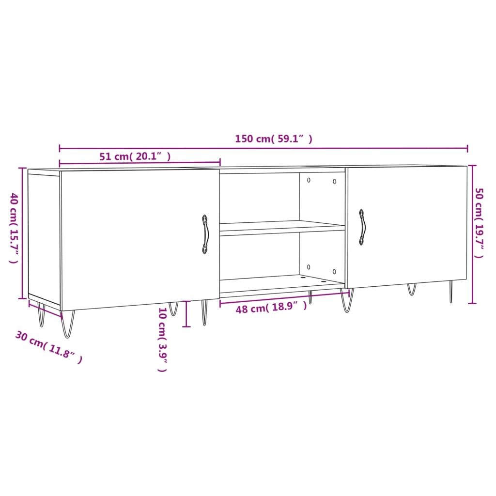 Mobile Porta Tv 150X30X50 Cm In Legno Multistrato
