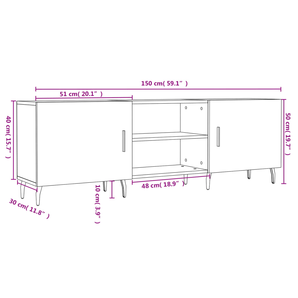 Mobile Porta Tv 150X30X50 Cm In Legno Multistrato