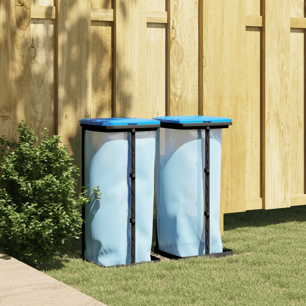 Porta Sacchi Spazzatura 2 Pz Nero E Blu In Pp