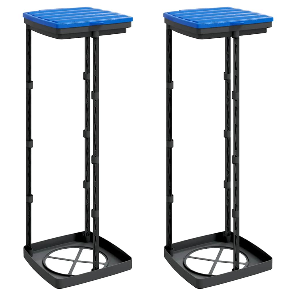 Porta Sacchi Spazzatura 2 Pz Nero E Blu In Pp