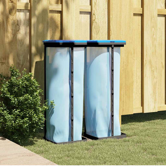 Porta Sacchi Spazzatura 2 Pz Nero E Blu In Pp