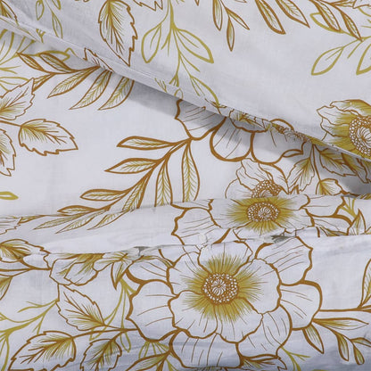 Set Copripiumino 240X220 Cm In Cotone Bianco E Marrone