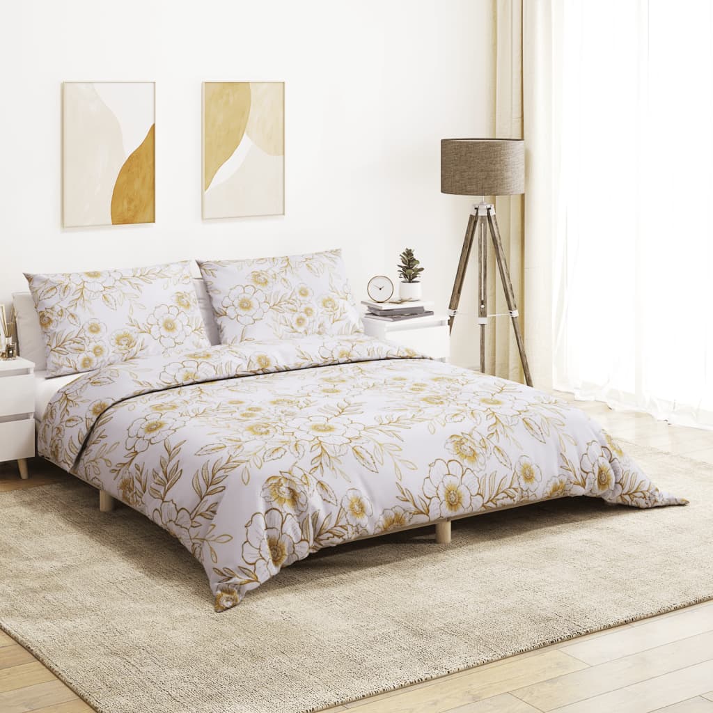 Set Copripiumino 155X220 Cm In Cotone Bianco E Marrone