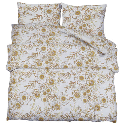 Set Copripiumino 200X220 Cm In Cotone Bianco E Marrone