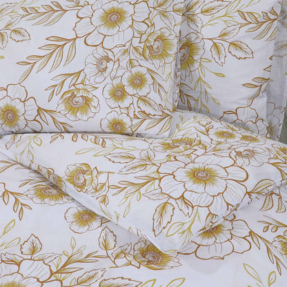 Set Copripiumino 200X220 Cm In Cotone Bianco E Marrone
