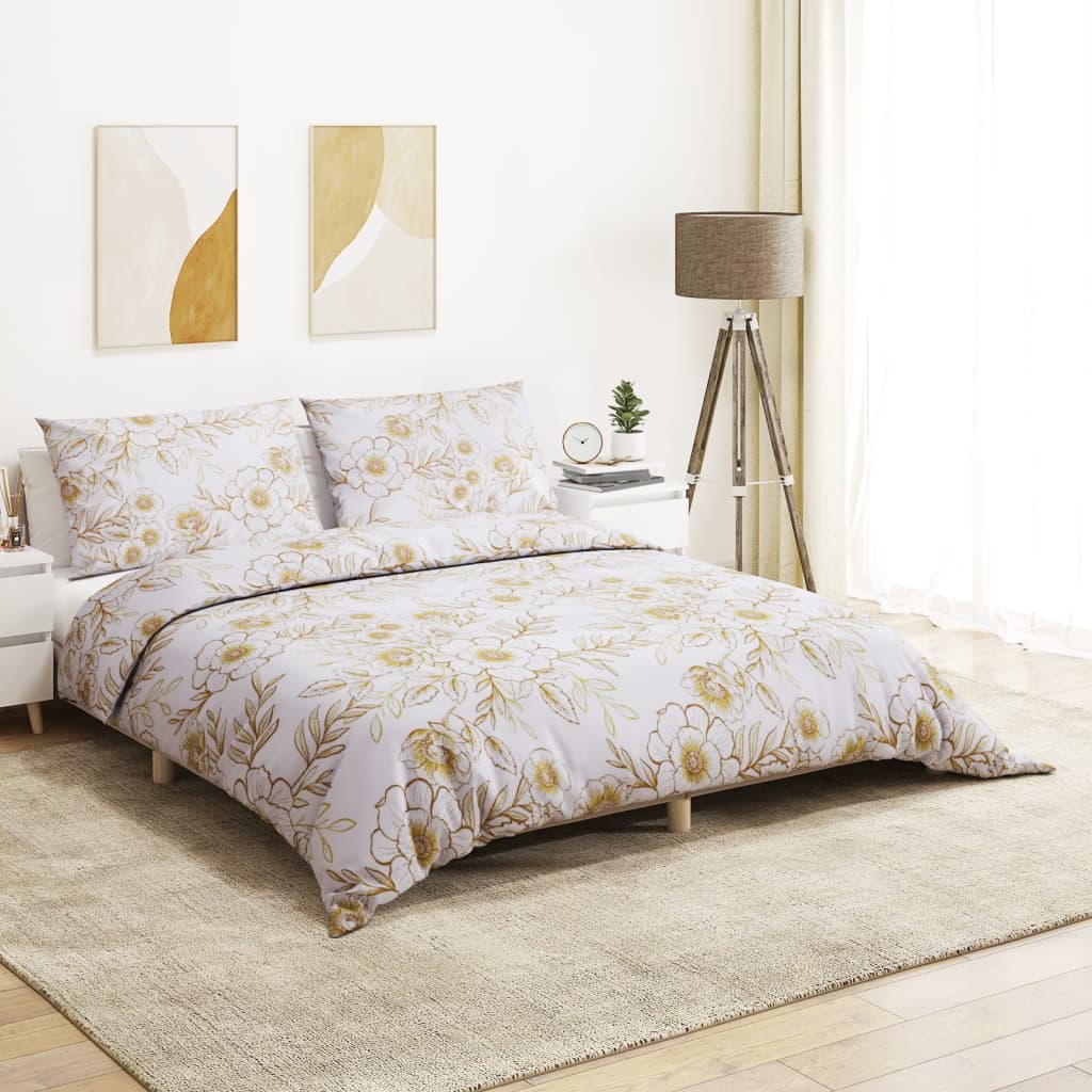 Set Copripiumino 200X220 Cm In Cotone Bianco E Marrone