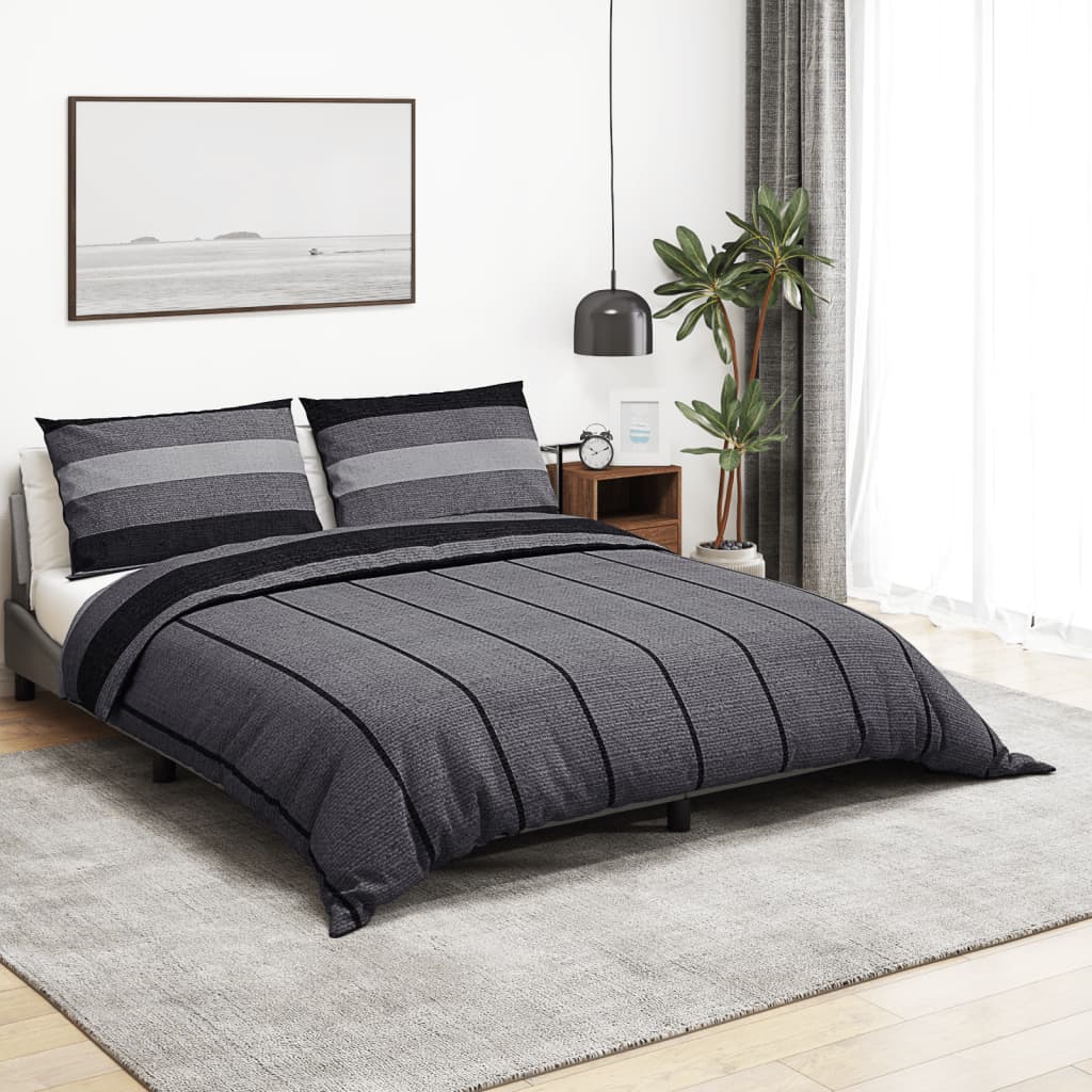 Set Copripiumino 155X220 Cm In Cotone Grigio Scuro