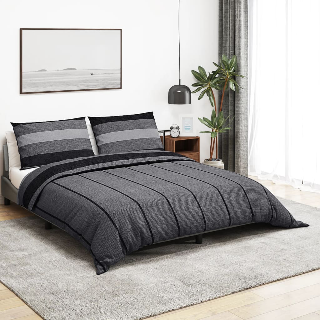 Set Copripiumino 200X220 Cm In Cotone Grigio Scuro
