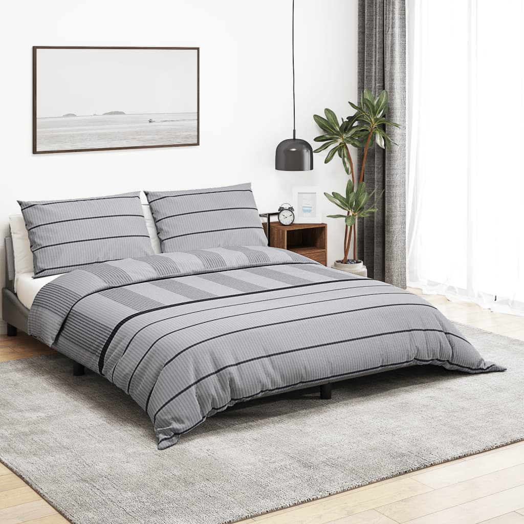 Set Copripiumino Grigio 240X220 Cm In Cotone Grigio Chiaro