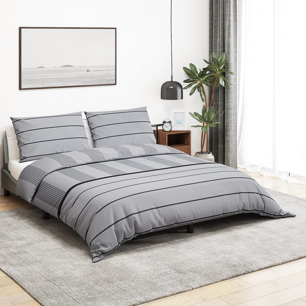 Set Copripiumino Grigio 200X200 Cm In Cotone Grigio Chiaro