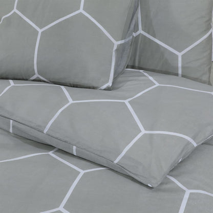 Set Copripiumino Grigio 200X200 Cm In Cotone Grigio E Bianco