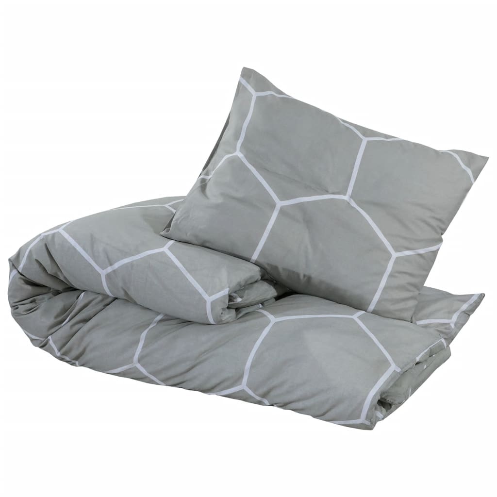 Set Copripiumino Grigio 140X200 Cm In Cotone Grigio E Bianco