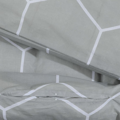 Set Copripiumino Grigio 140X200 Cm In Cotone Grigio E Bianco