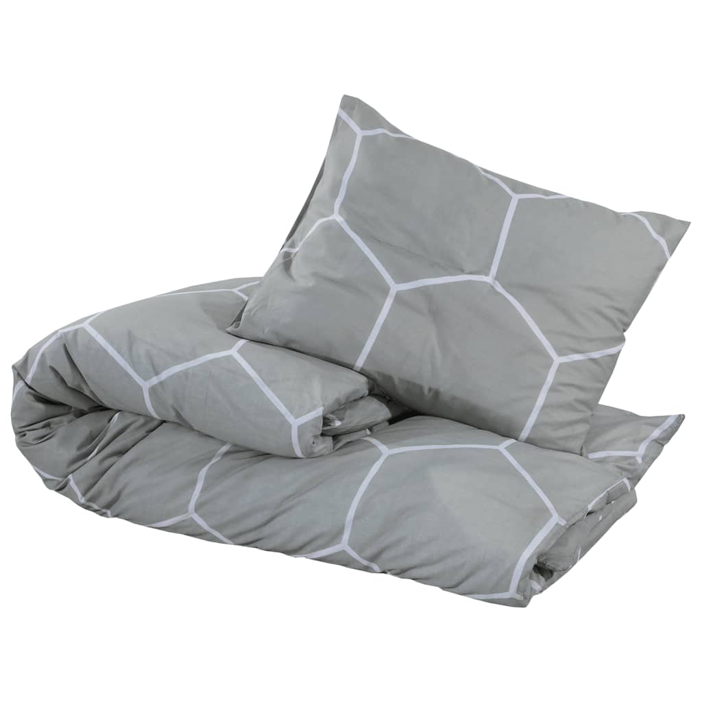 Set Copripiumino Grigio 220X240 Cm In Cotone Grigio E Bianco