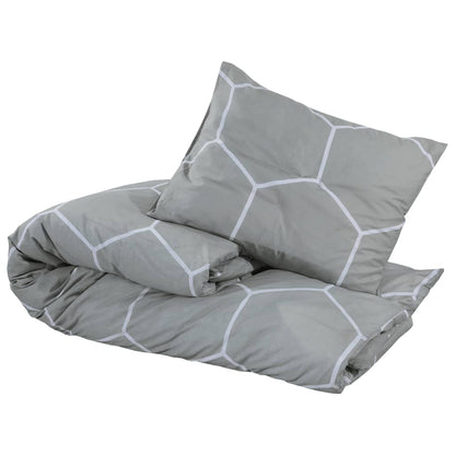 Set Copripiumino Grigio 220X240 Cm In Cotone Grigio E Bianco