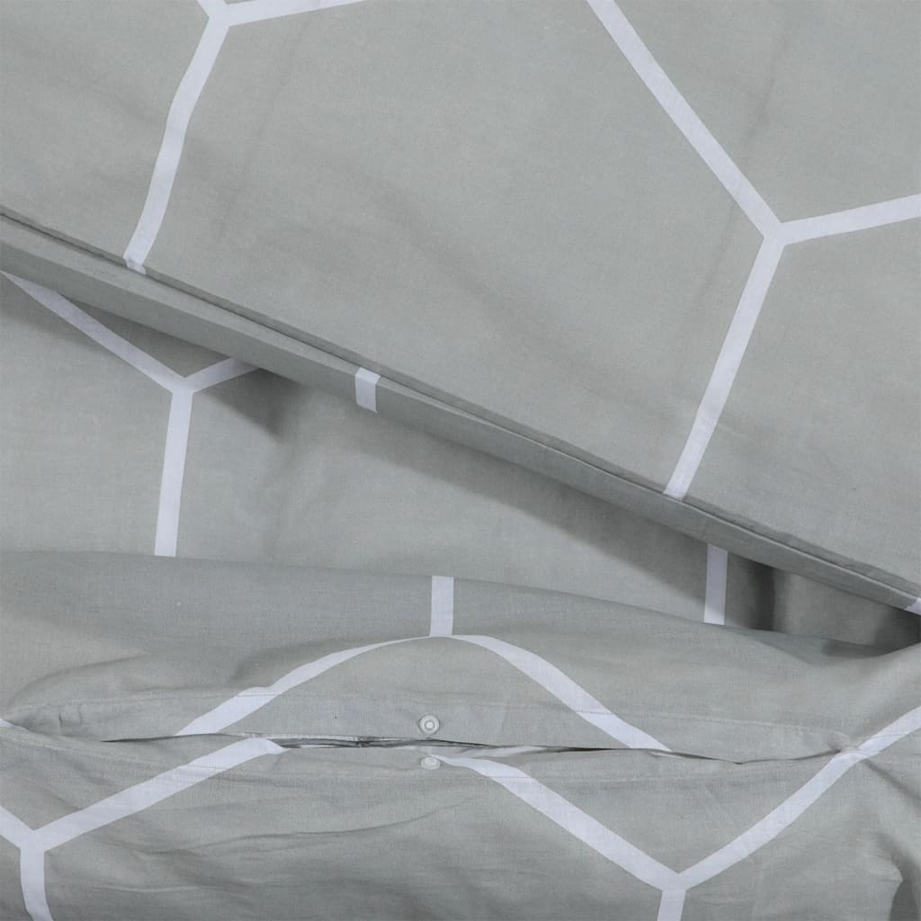 Set Copripiumino Grigio 220X240 Cm In Cotone Grigio E Bianco