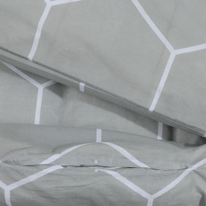 Set Copripiumino Grigio 220X240 Cm In Cotone Grigio E Bianco