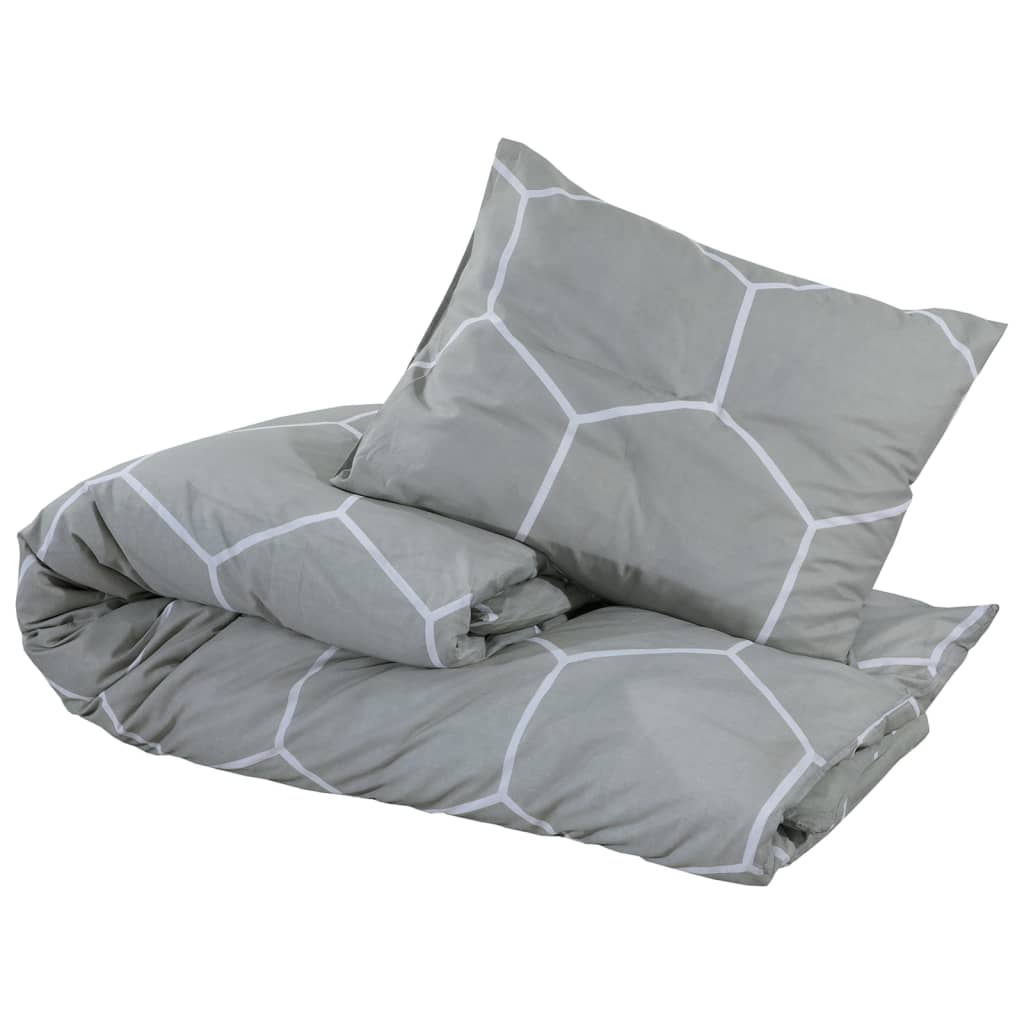 Set Copripiumino Grigio 155X220 Cm In Cotone Grigio E Bianco