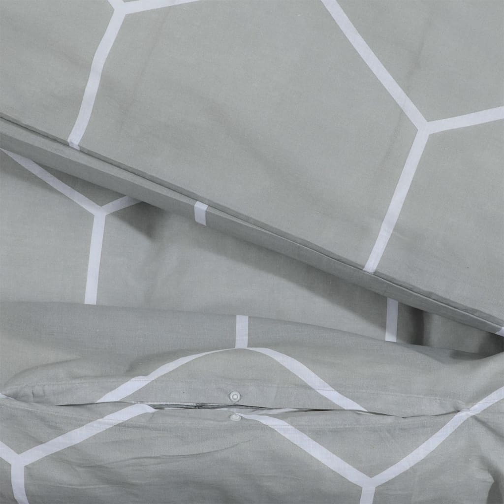 Set Copripiumino Grigio 155X220 Cm In Cotone Grigio E Bianco