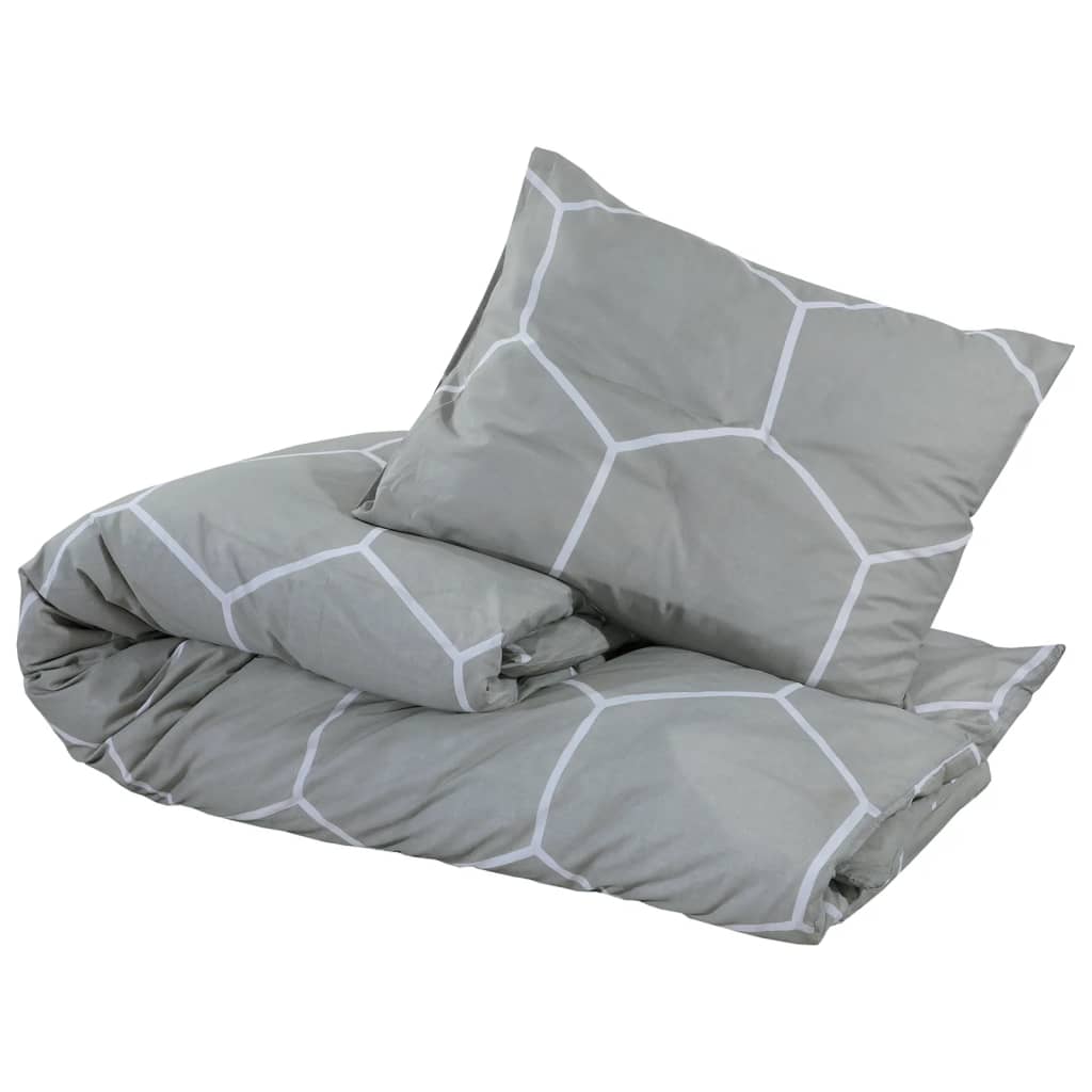Set Copripiumino Grigio 200X200 Cm In Cotone Grigio E Bianco