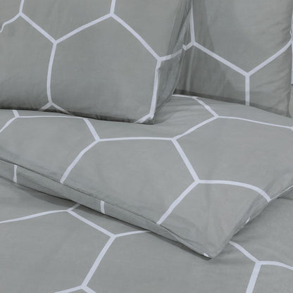 Set Copripiumino Grigio 200X200 Cm In Cotone Grigio E Bianco