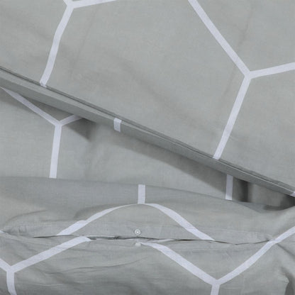 Set Copripiumino Grigio 225X220 Cm In Cotone Grigio E Bianco