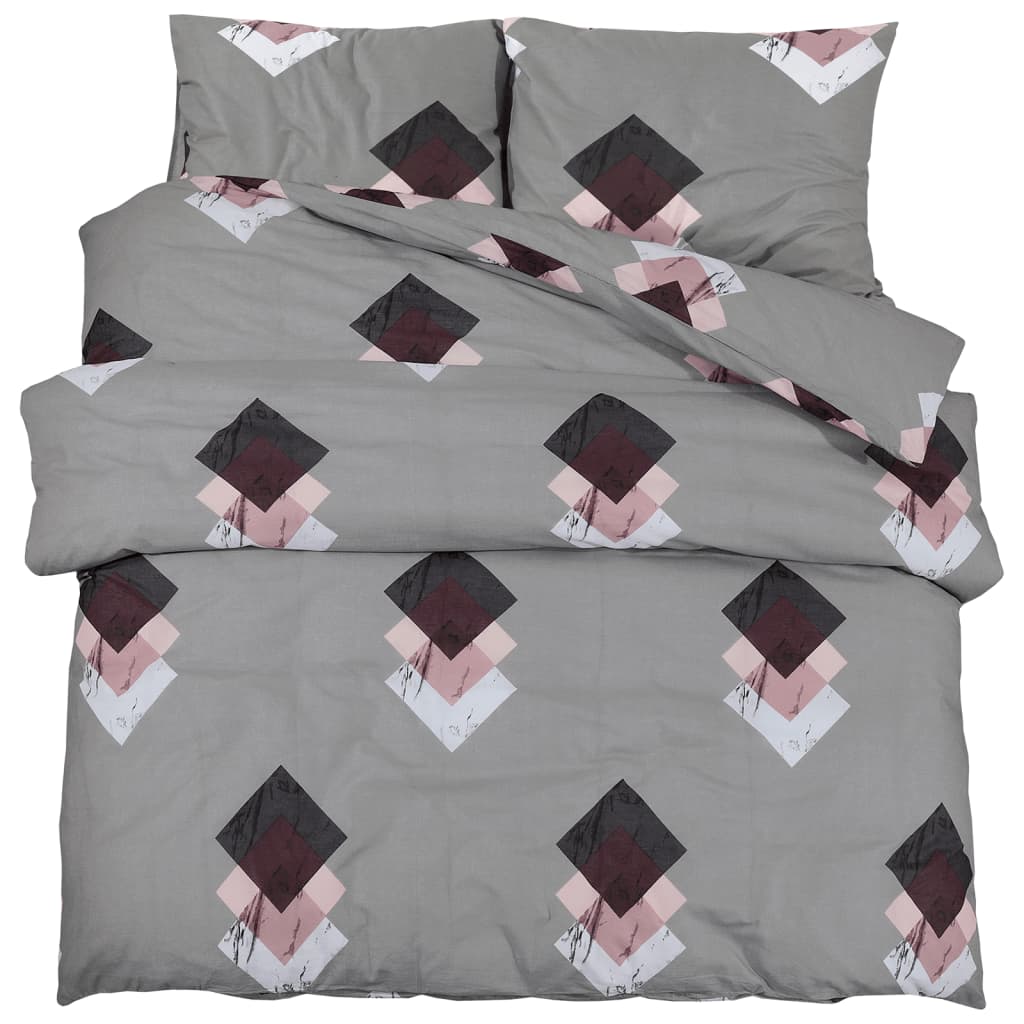 Set Copripiumino Grigio 140X200 Cm In Cotone Multicolore