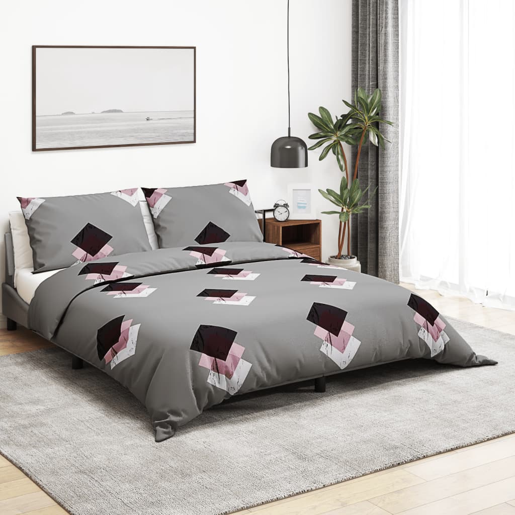 Set Copripiumino Grigio 140X200 Cm In Cotone Multicolore