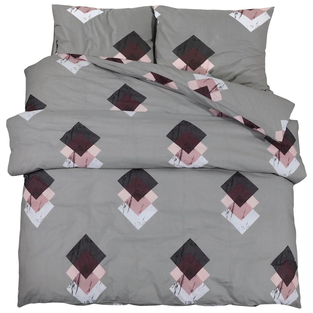 Set Copripiumino Grigio 220X240 Cm In Cotone Multicolore