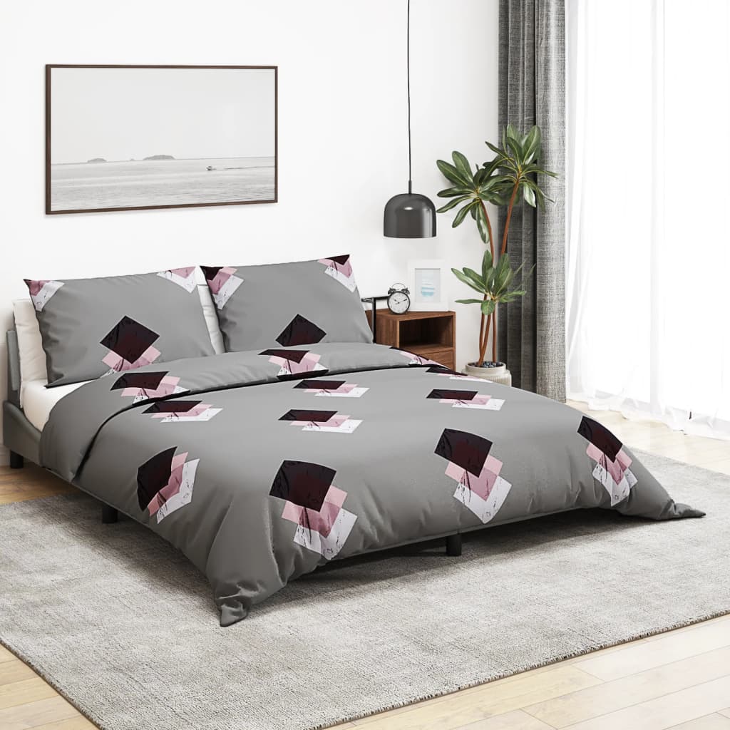 Set Copripiumino Grigio 135X200 Cm In Cotone Multicolore
