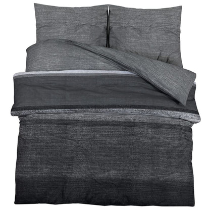 Set Copripiumino Grigio Scuro 200X200 Cm In Cotone Grigio Scuro E Nero