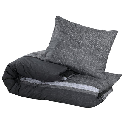 Set Copripiumino Grigio Scuro 200X200 Cm In Cotone Grigio Scuro E Nero