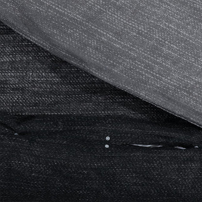 Set Copripiumino Grigio Scuro 200X200 Cm In Cotone Grigio Scuro E Nero