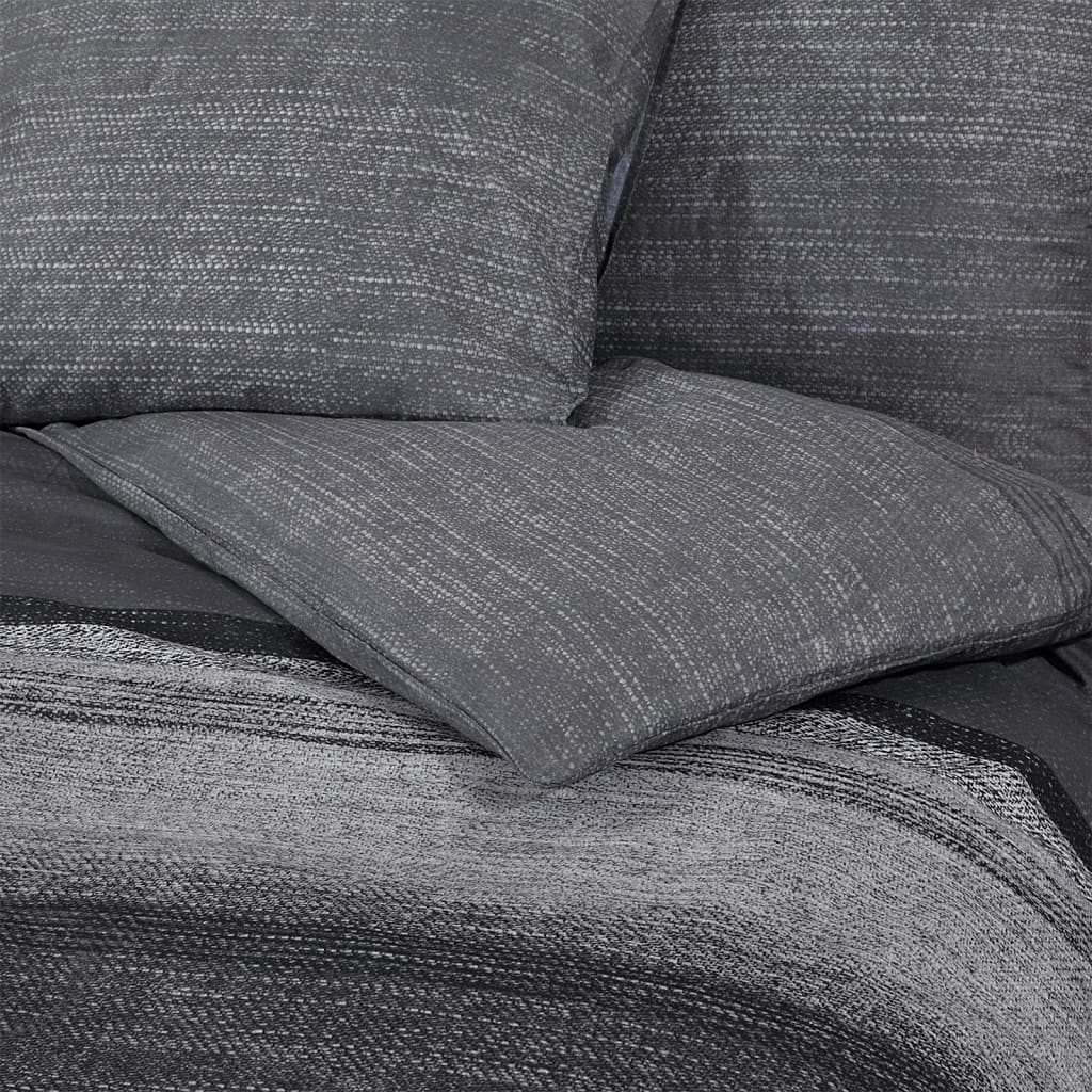 Set Copripiumino Grigio Scuro 200X200 Cm In Cotone Grigio Scuro E Nero