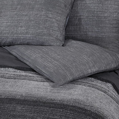 Set Copripiumino Grigio Scuro 200X200 Cm In Cotone Grigio Scuro E Nero
