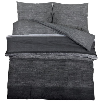 Set Copripiumino Grigio Scuro 220X240 Cm In Cotone Grigio Scuro E Nero