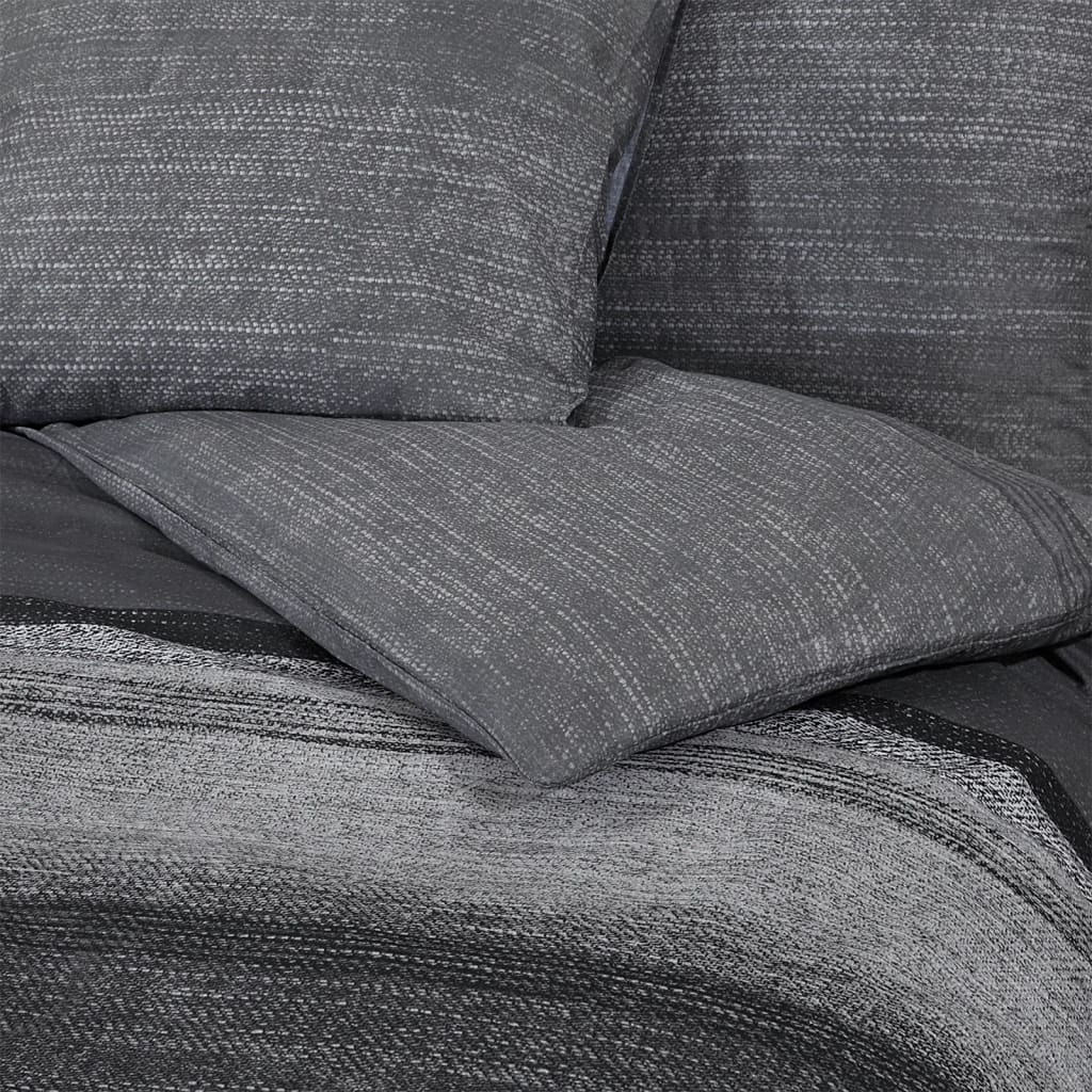 Set Copripiumino Grigio Scuro 220X240 Cm In Cotone Grigio Scuro E Nero